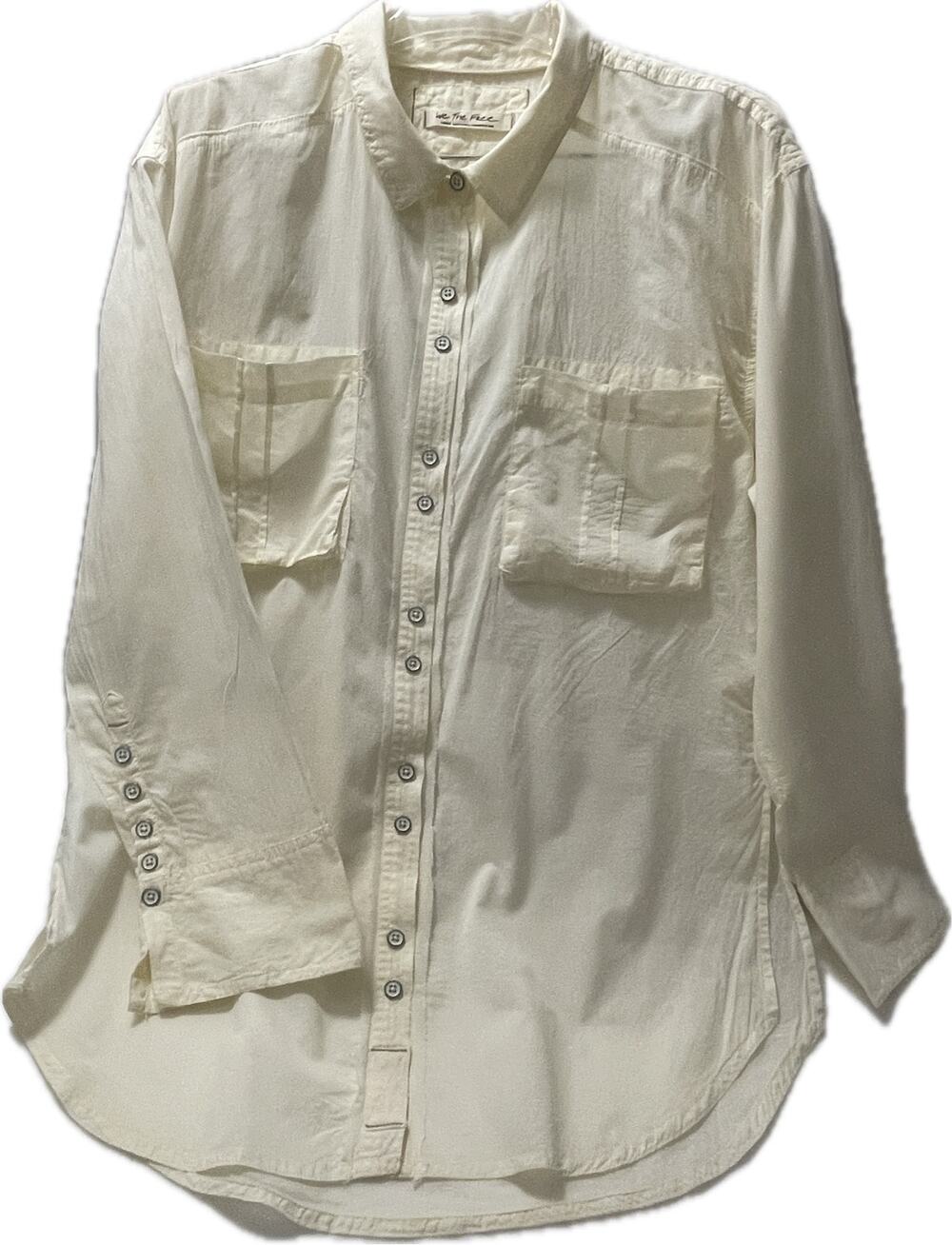 We the Free Butter Yellow Women’s Casual Cotton Blouse, Large, Excellent